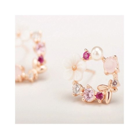 Kolczyki - WIANEK z kwiatami i cyrkoniami