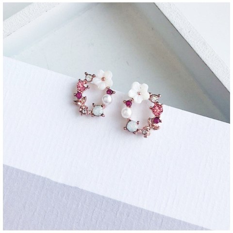 Kolczyki - WIANEK z kwiatami i cyrkoniami