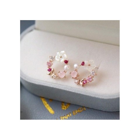 Kolczyki - WIANEK z kwiatami i cyrkoniami