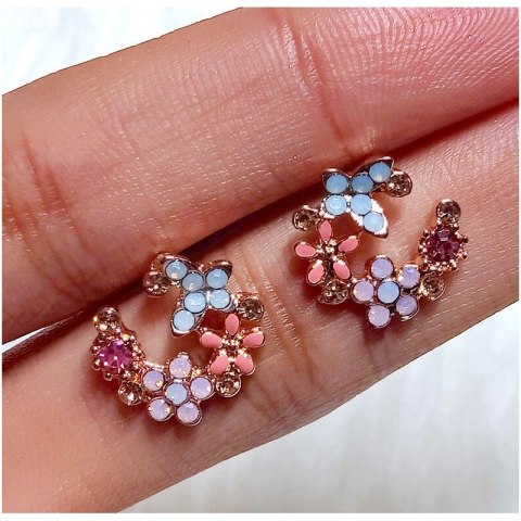 Kolczyki - WIANEK z kwiatami, kolorowy