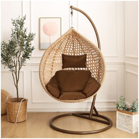 FOTEL wiszący / huśtawka / kokon z brązowymi poduszkami
