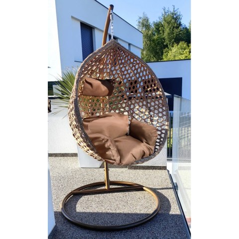 FOTEL wiszący / huśtawka / kokon z brązowymi poduszkami