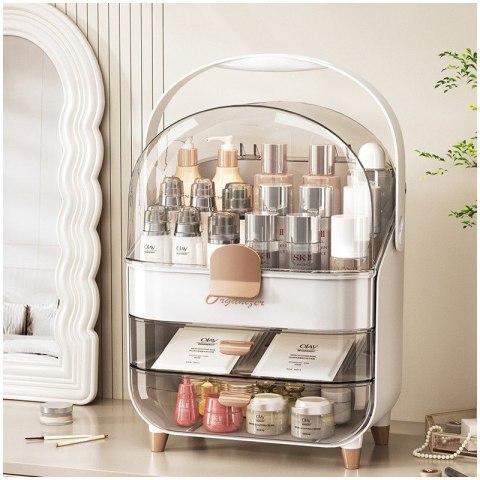 Organizer / szkatułka na kosmetyki, biżuterię, biały 38 x 27 x 18 cm