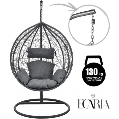 FOTEL wiszący / huśtawka / kokon z poduszkami grafit