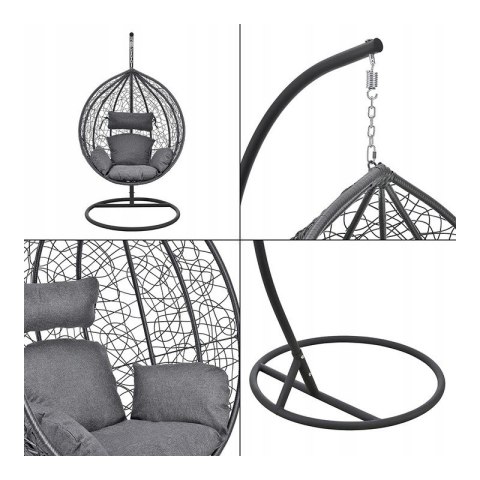 FOTEL wiszący / huśtawka / kokon z poduszkami grafit